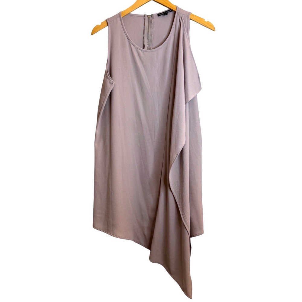 NWOT Cable & Gauge Beige Sleeveless Top‎ Cascade Ruffle Dressy Casual Taupe M